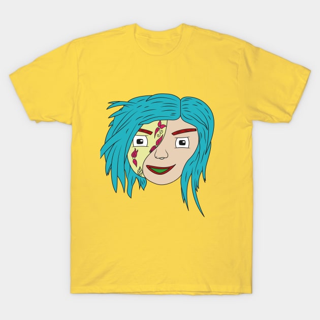 Green Short Hair Don't Care T-Shirt by Bright by Me